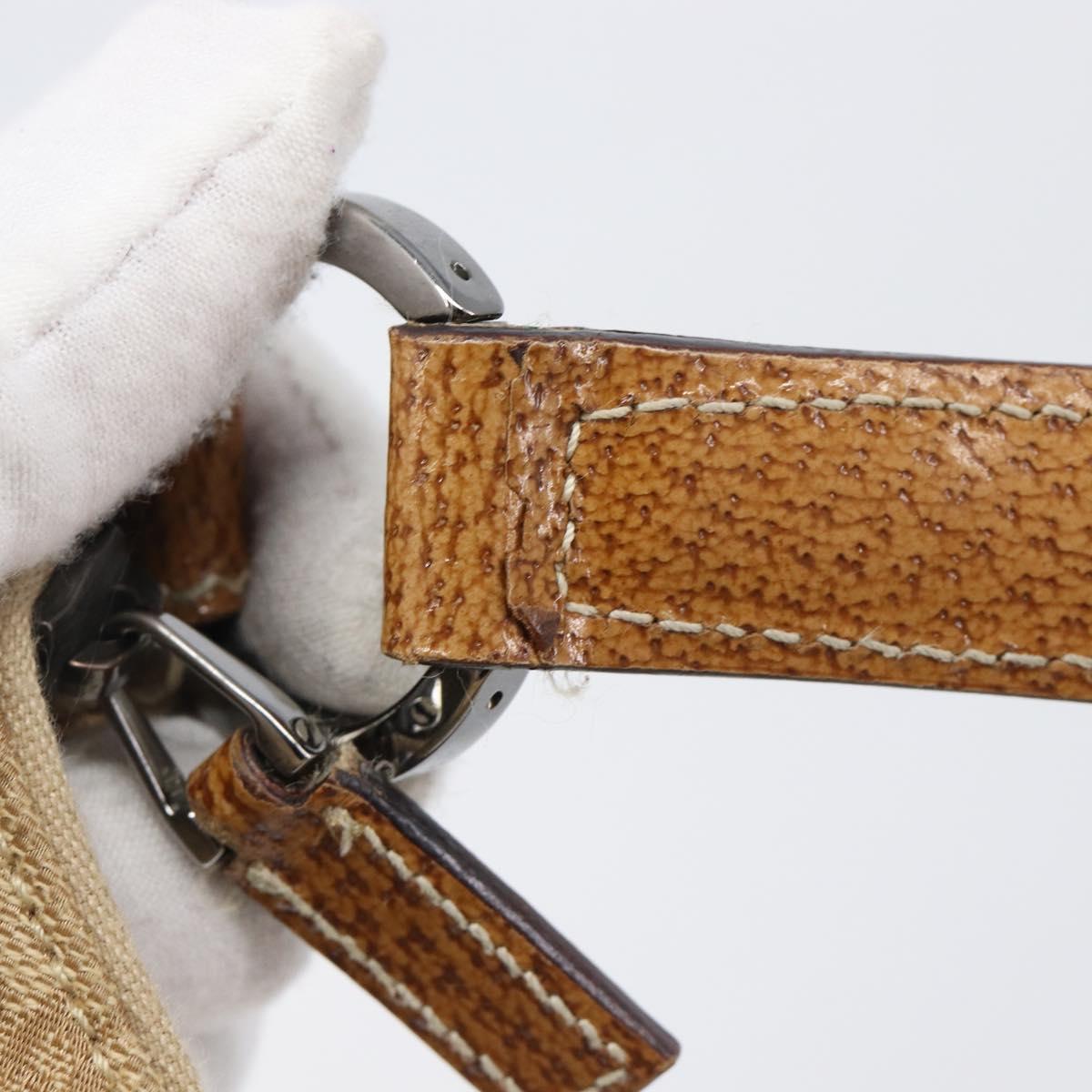 GUCCI GG Canvas Shoulder Bag Beige Silver 124357 Auth 201398