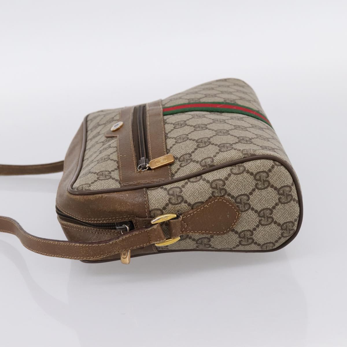 GUCCI GG Supreme Web Sherry Line Shoulder Bag PVC Beige 56 02 005 Auth 201400