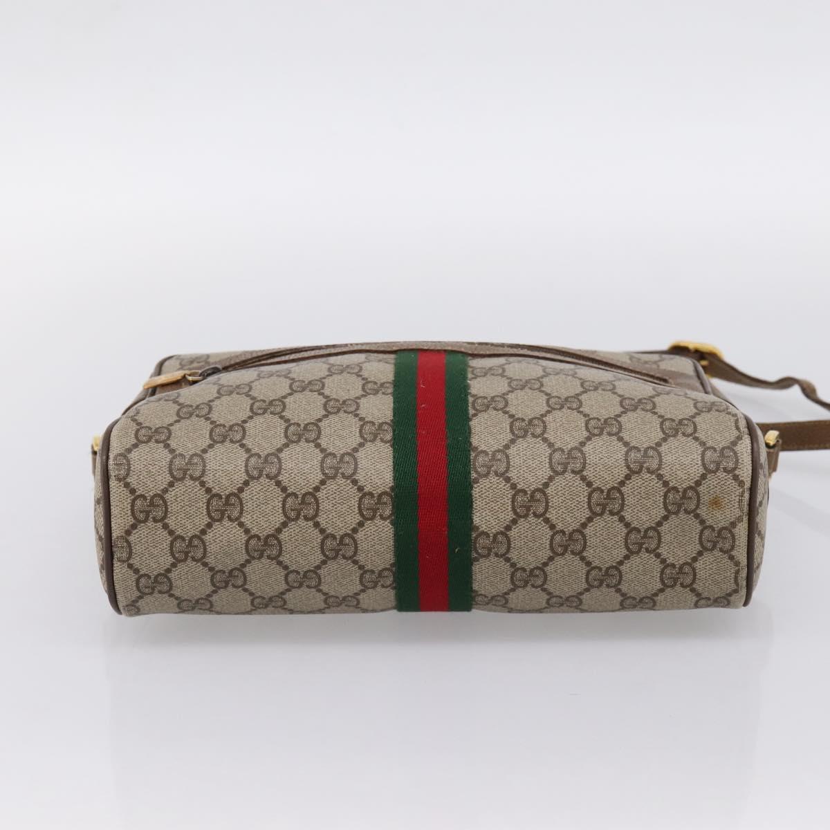 GUCCI GG Supreme Web Sherry Line Shoulder Bag PVC Beige 56 02 005 Auth 201400
