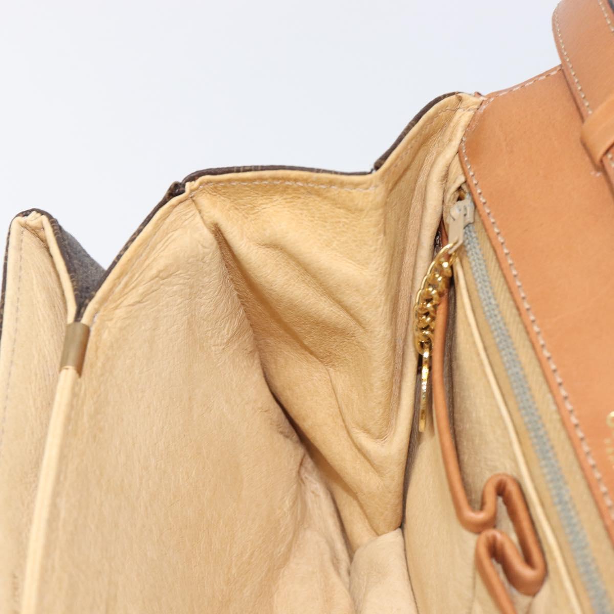 CELINE Macadam Shoulder Bag PVC Leather Brown Gold Tone Auth 201403A