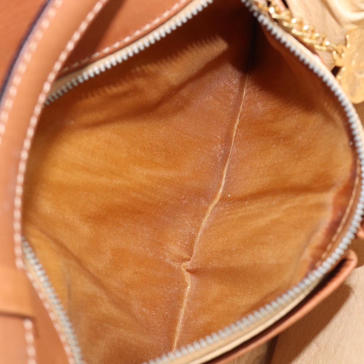 CELINE Macadam Shoulder Bag PVC Leather Brown Gold Tone Auth 201403A