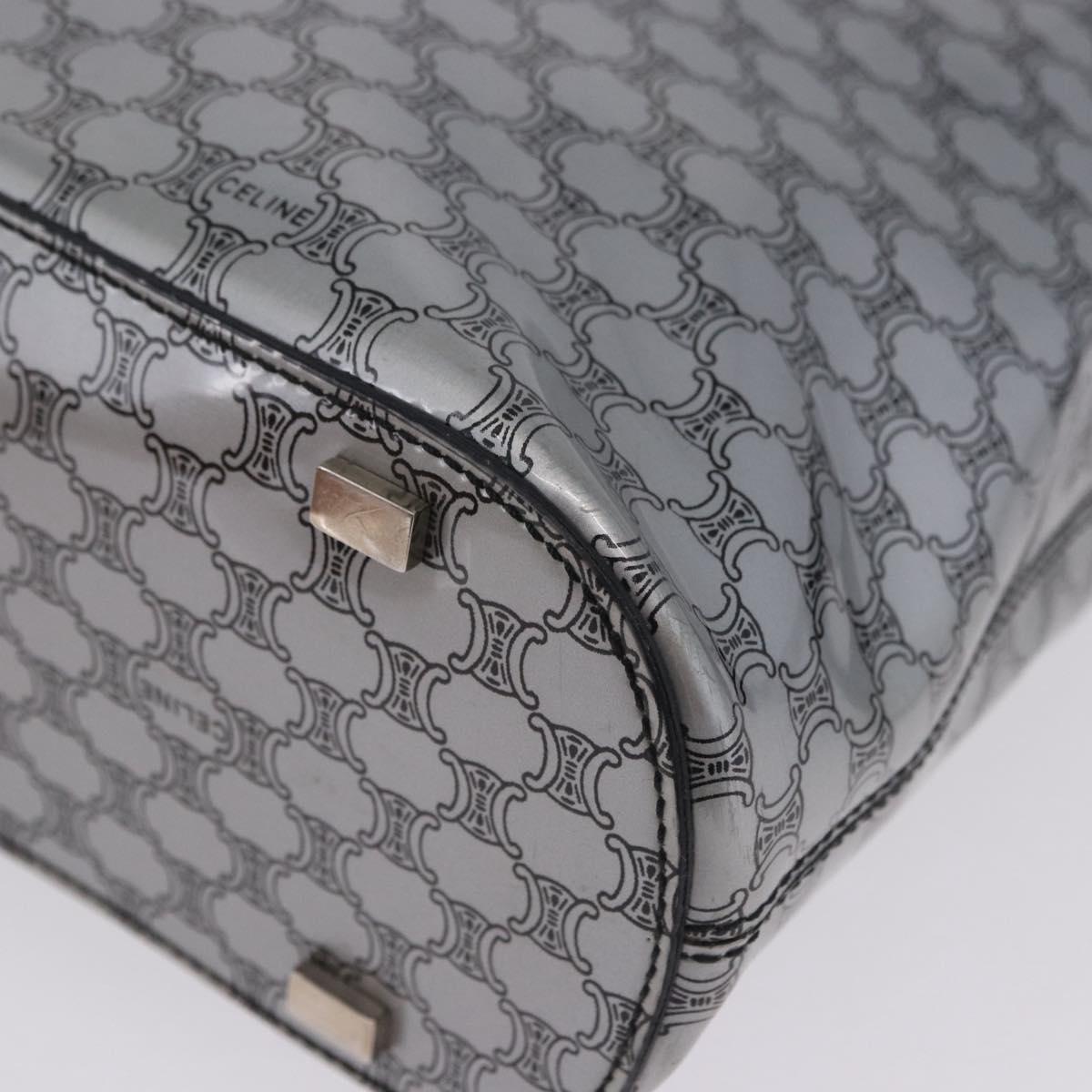 CELINE Macadam Shoulder Bag PVC Leather Silver Black Auth 201404A
