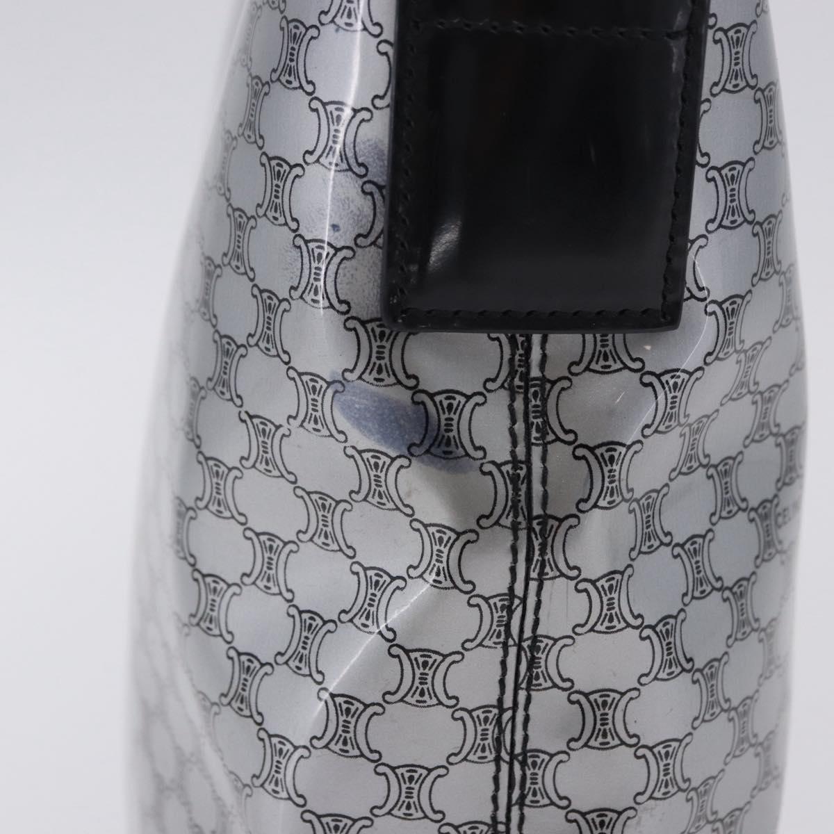 CELINE Macadam Shoulder Bag PVC Leather Silver Black Auth 201404A