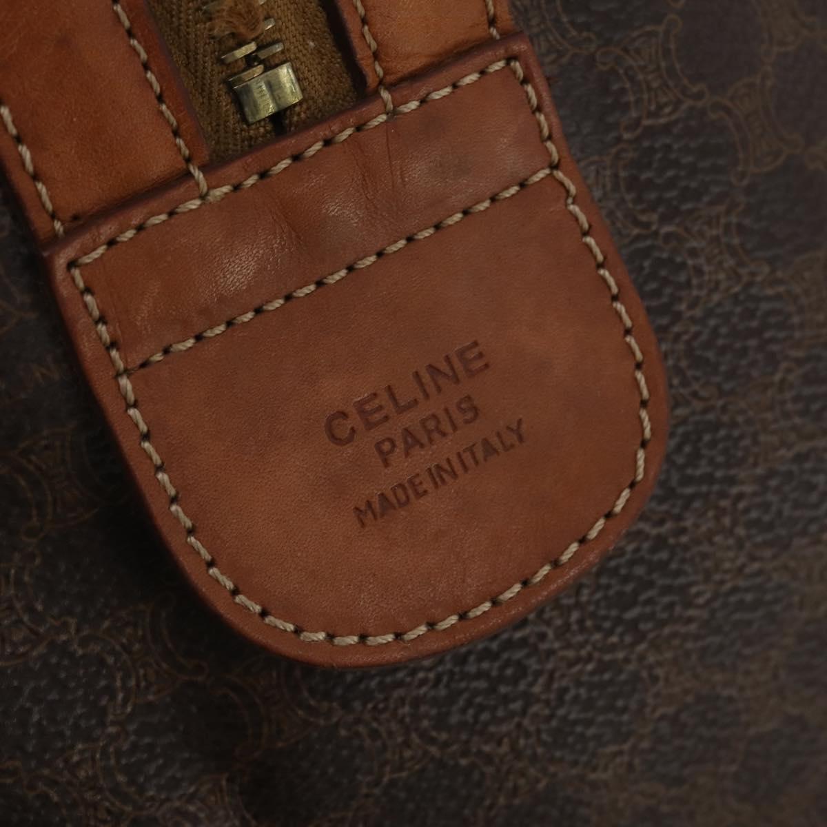 CELINE Macadam Boston Bag PVC Leather Brown Gold Tone Auth 201406