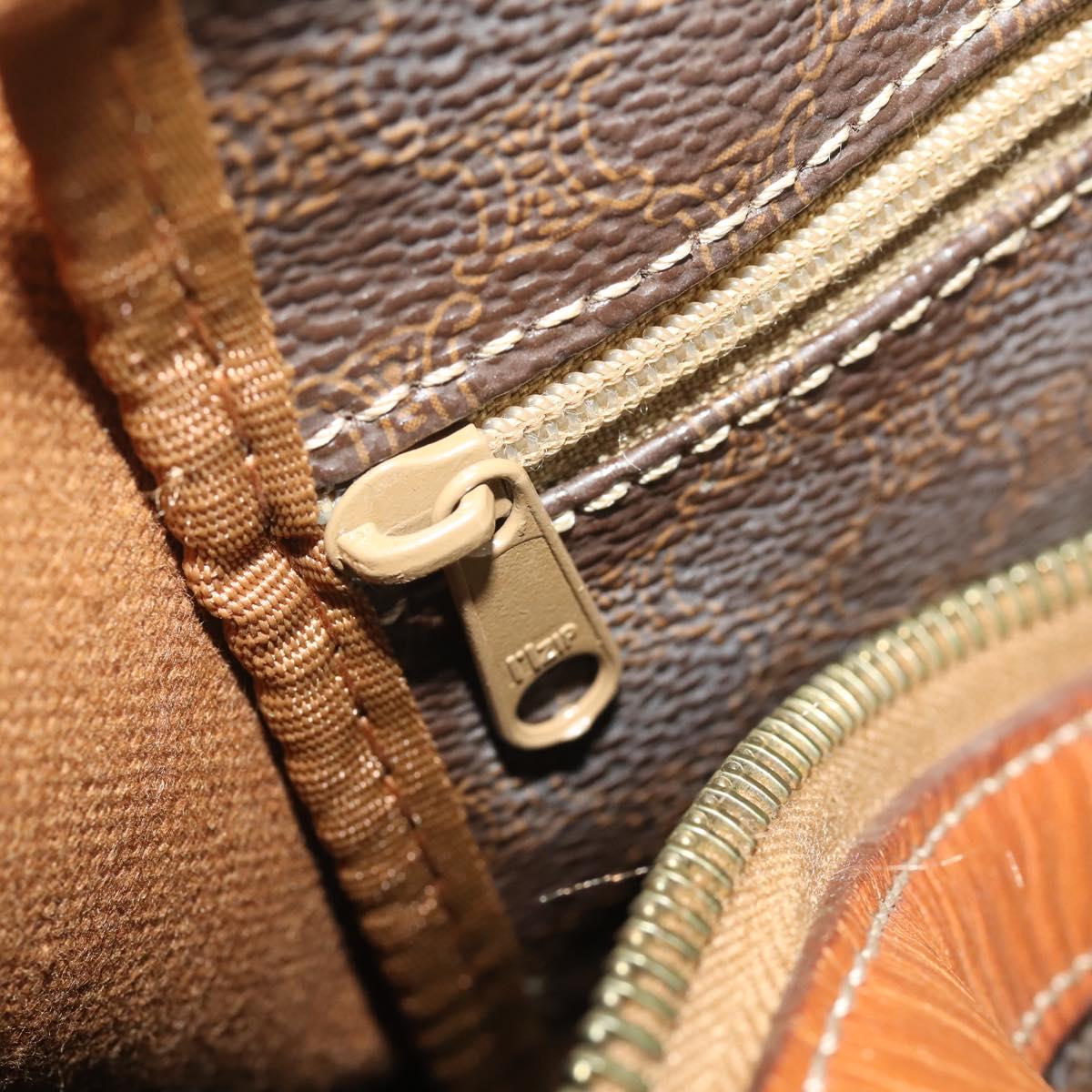 CELINE Macadam Boston Bag PVC Leather Brown Gold Tone Auth 201406
