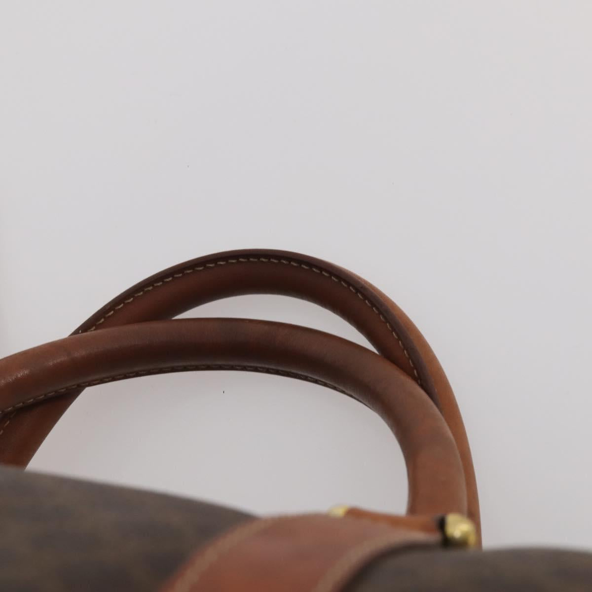 CELINE Macadam Boston Bag PVC Leather Brown Gold Tone Auth 201406