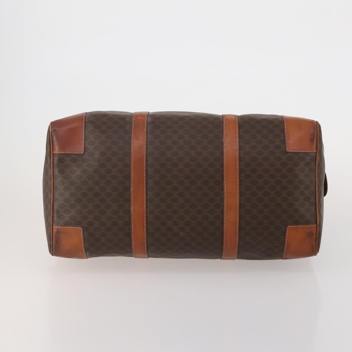 CELINE Macadam Boston Bag PVC Leather Brown Gold Tone Auth 201406