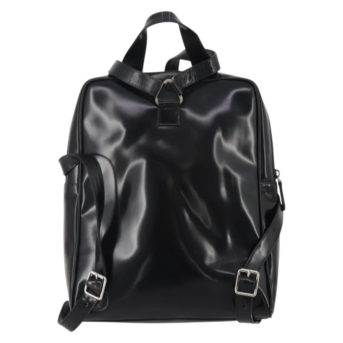 GUCCI Backpack Patent Black Silver Auth 201416