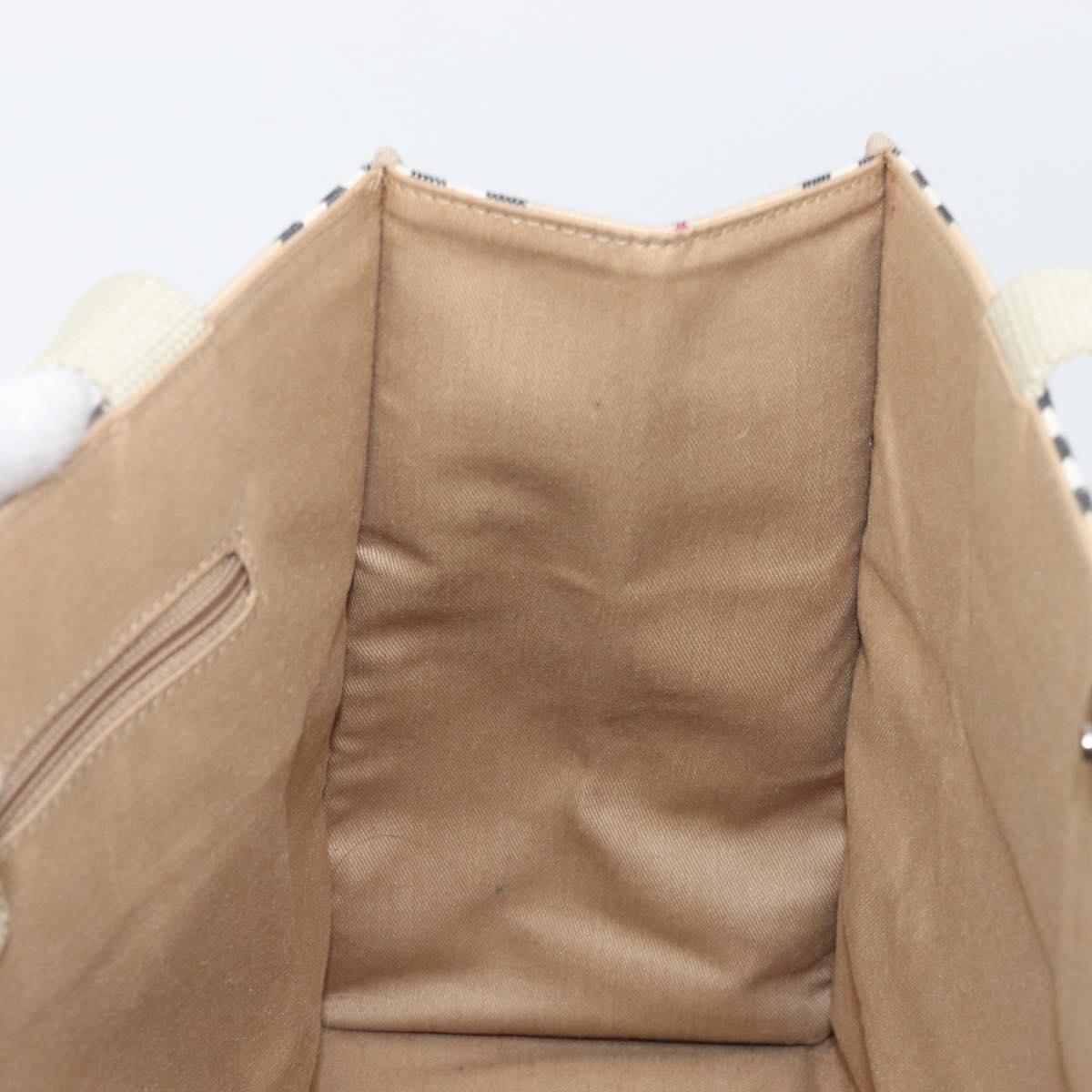 BURBERRY Nova Check Tote Bag Canvas Beige Silver Auth 201419A