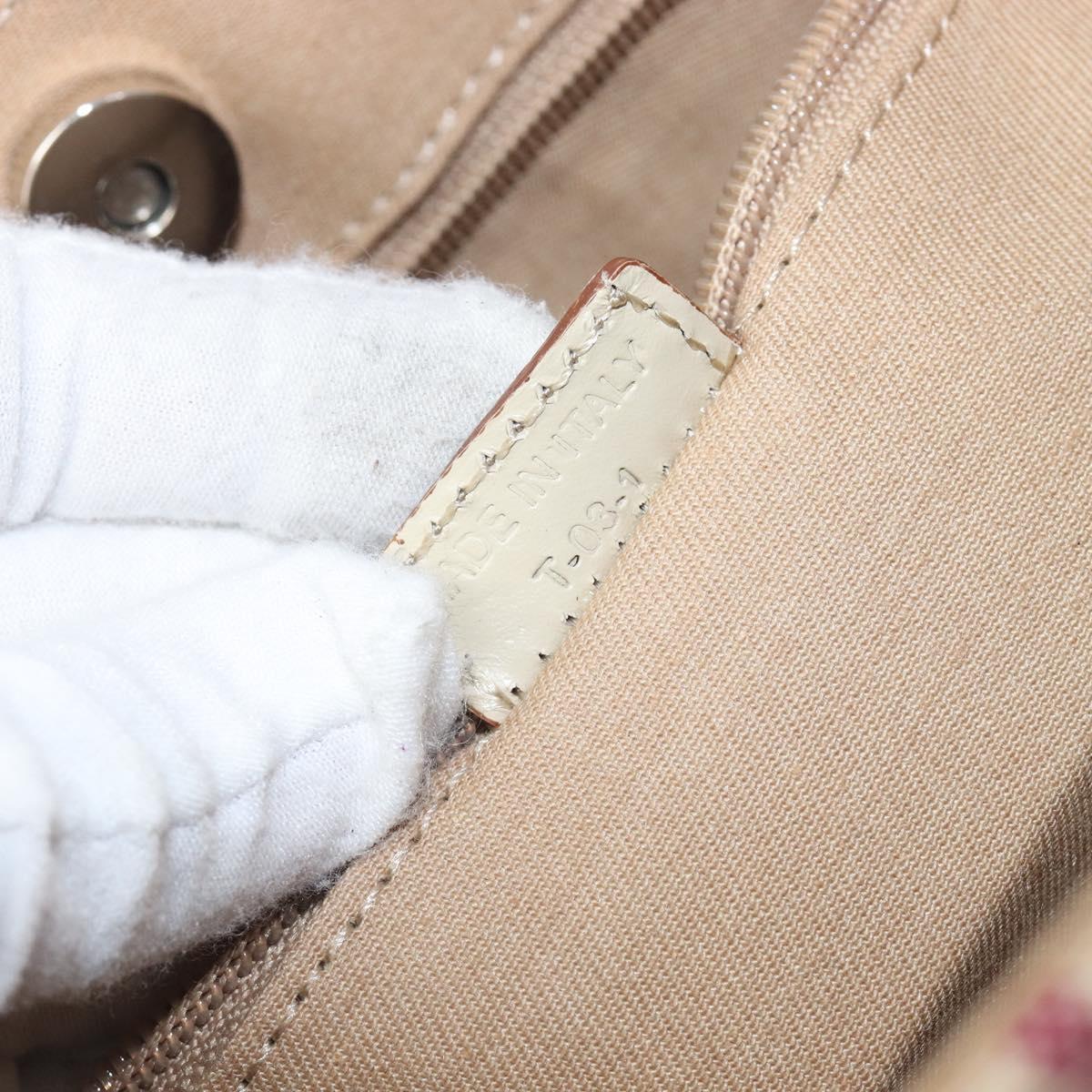 BURBERRY Nova Check Tote Bag Canvas Beige Silver Auth 201419A