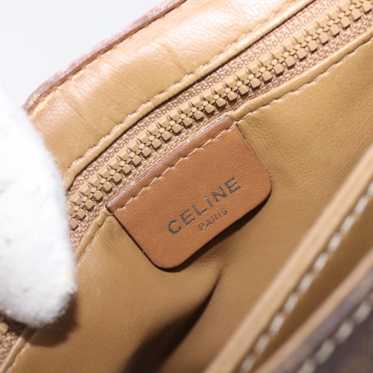 CELINE Macadam Shoulder Bag PVC Leather Brown Gold Tone Auth 201420