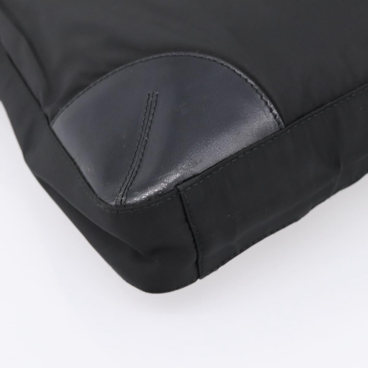PRADA Tote Bag Nylon Black Silver Auth 201424