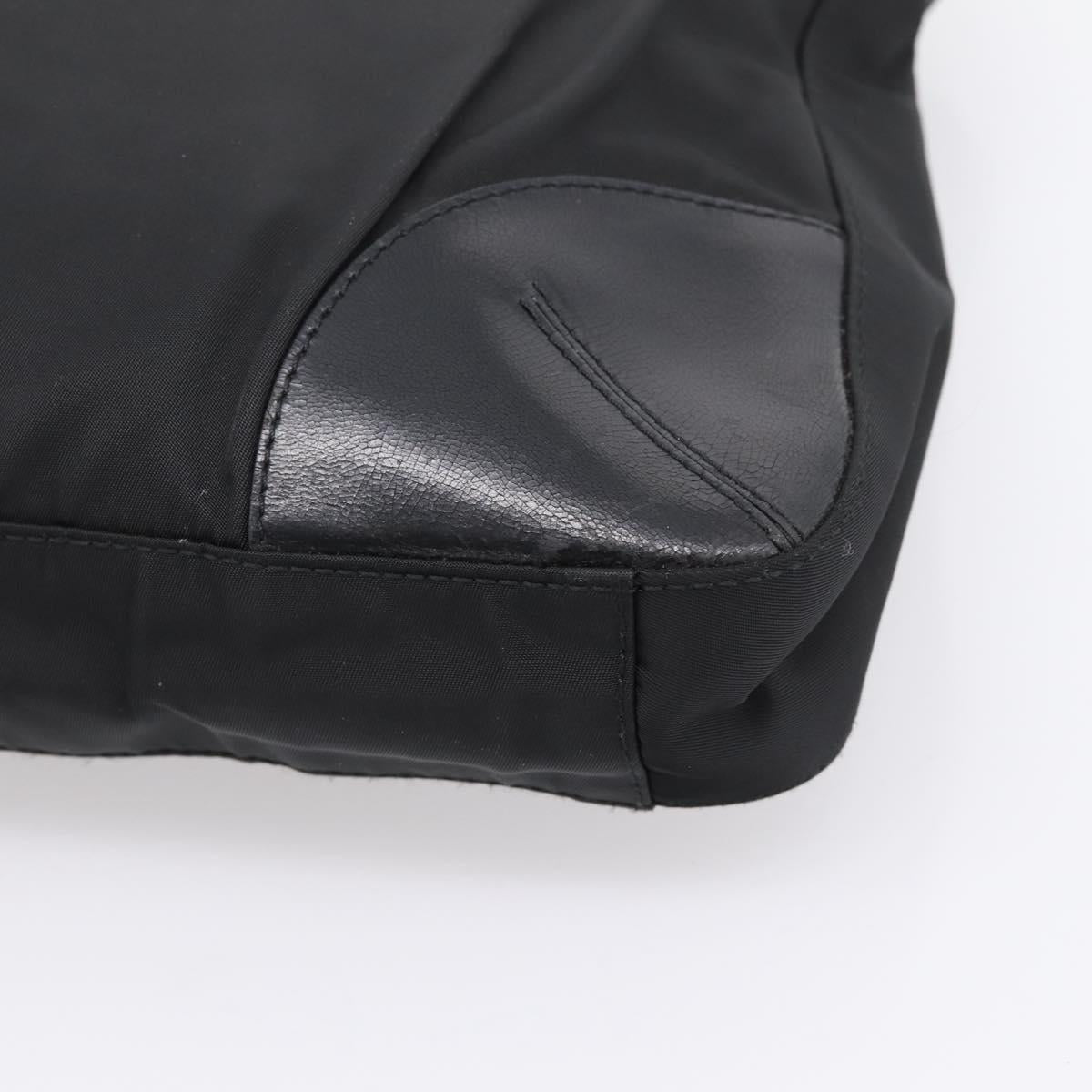 PRADA Tote Bag Nylon Black Silver Auth 201424