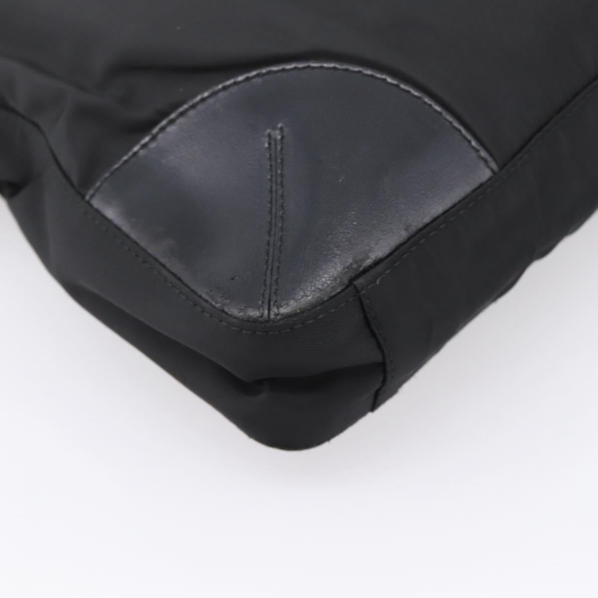 PRADA Tote Bag Nylon Black Silver Auth 201424