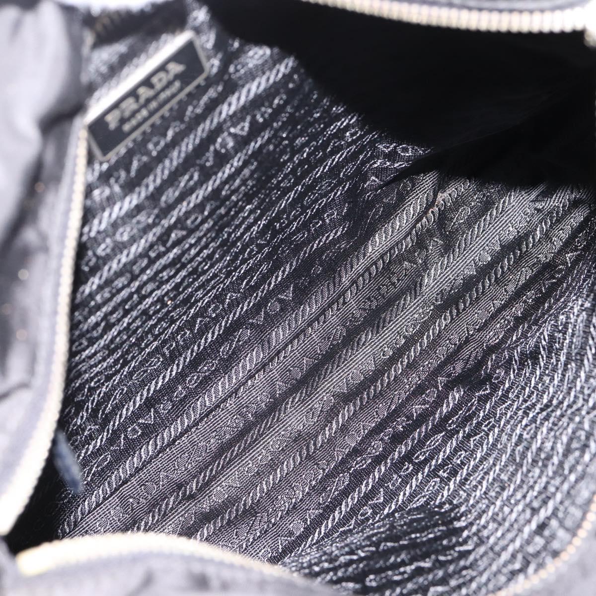PRADA Tote Bag Nylon Black Silver Auth 201424