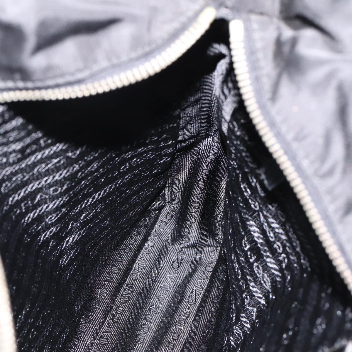 PRADA Tote Bag Nylon Black Silver Auth 201424