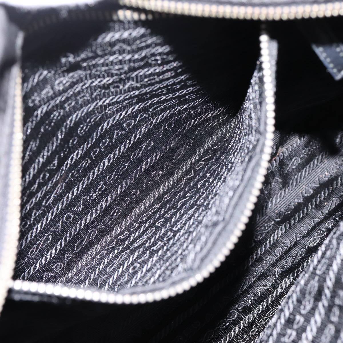 PRADA Tote Bag Nylon Black Silver Auth 201424
