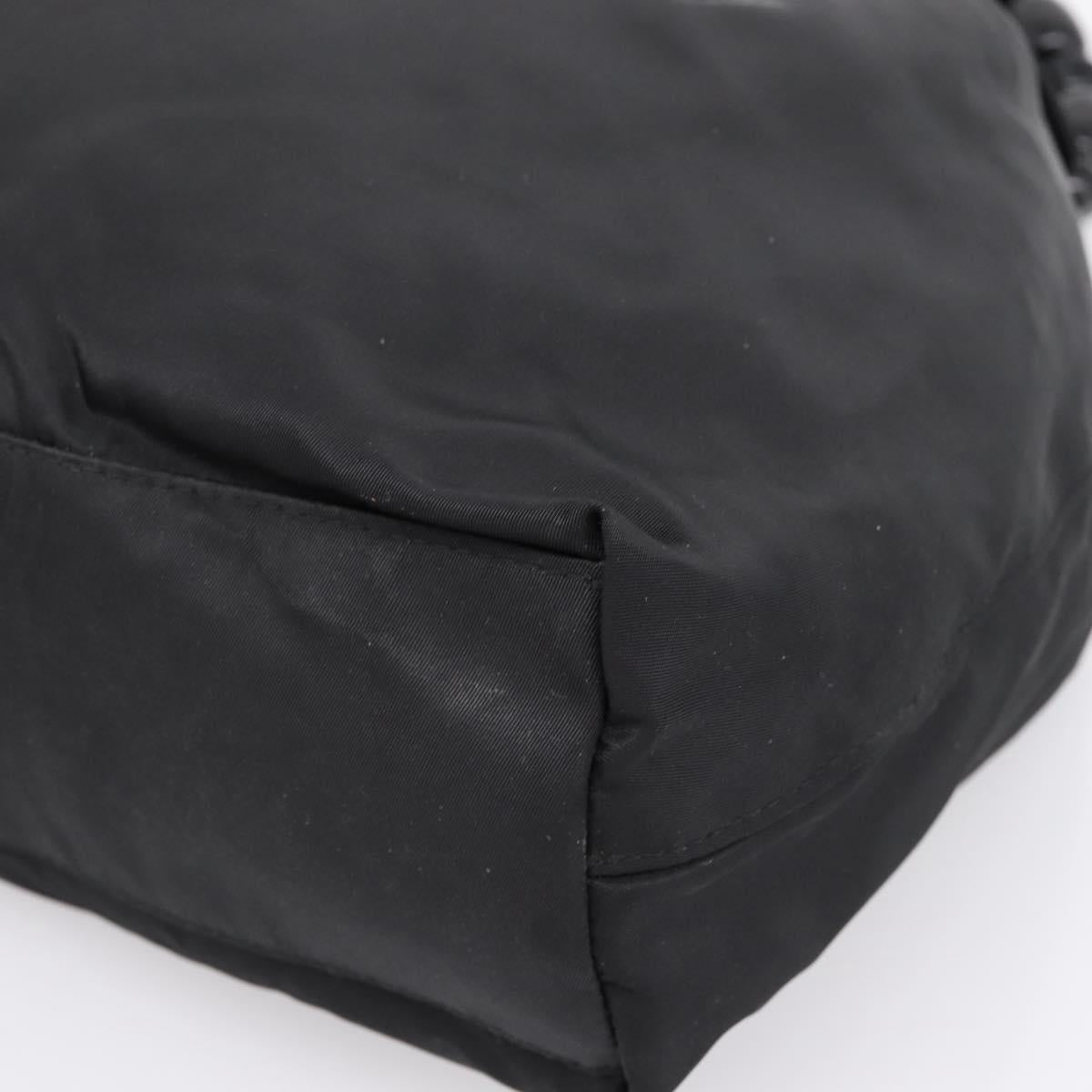 Christian Dior Maris Pearl Hand Bag Nylon Black Silver Auth 201425