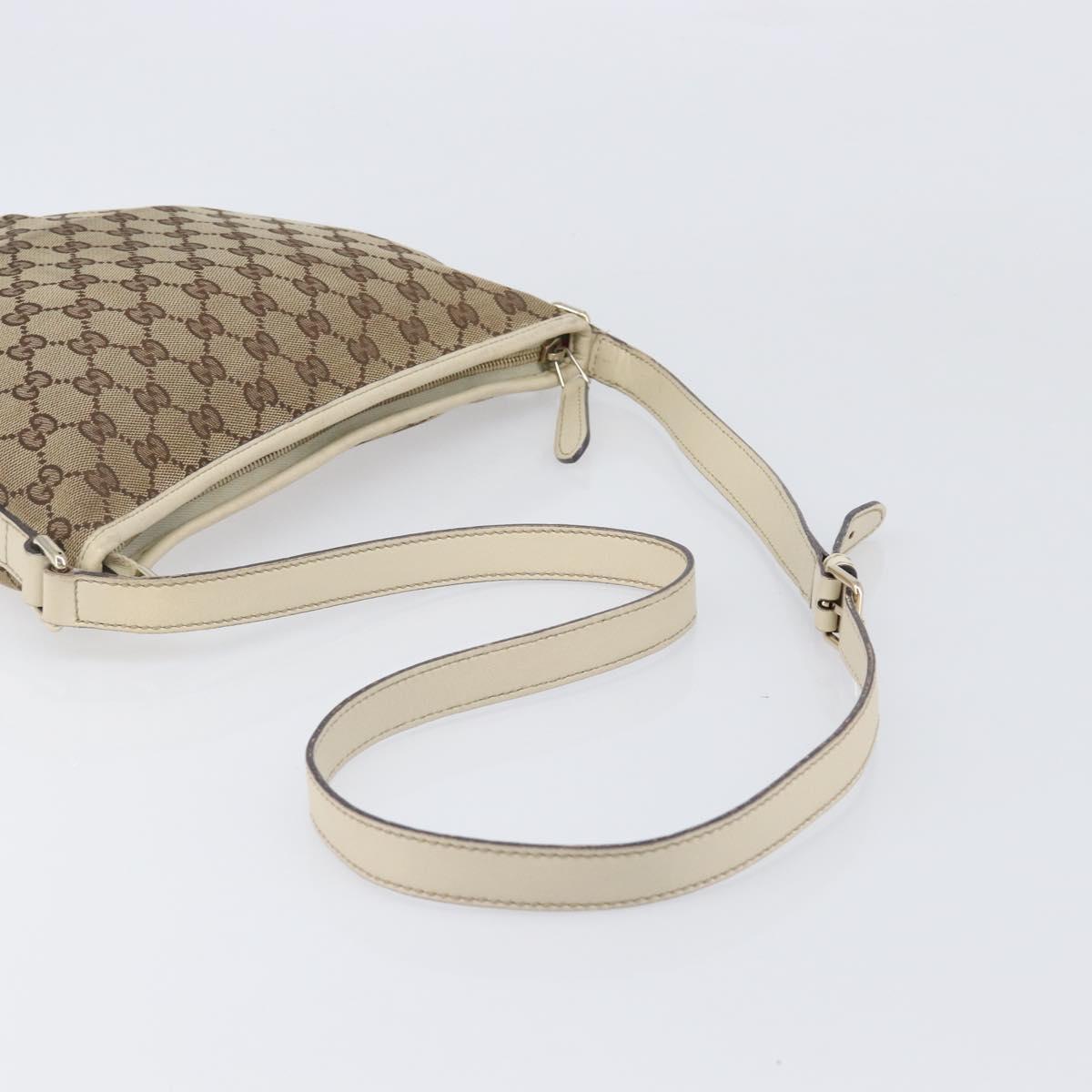 GUCCI GG Canvas Shoulder Bag Beige Gold Tone 169998 Auth 201433