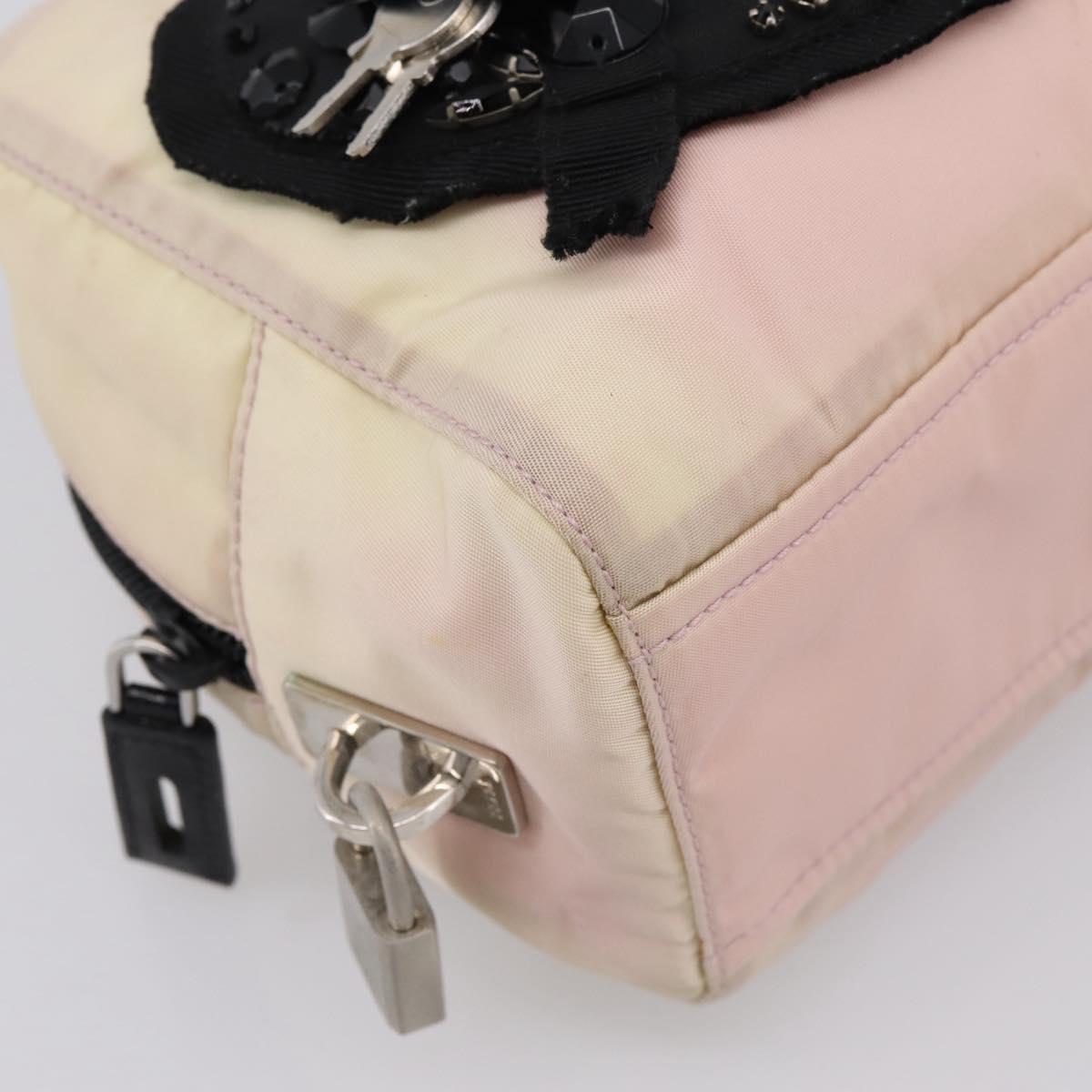 PRADA Hand Bag Nylon Pink Black Auth 201438