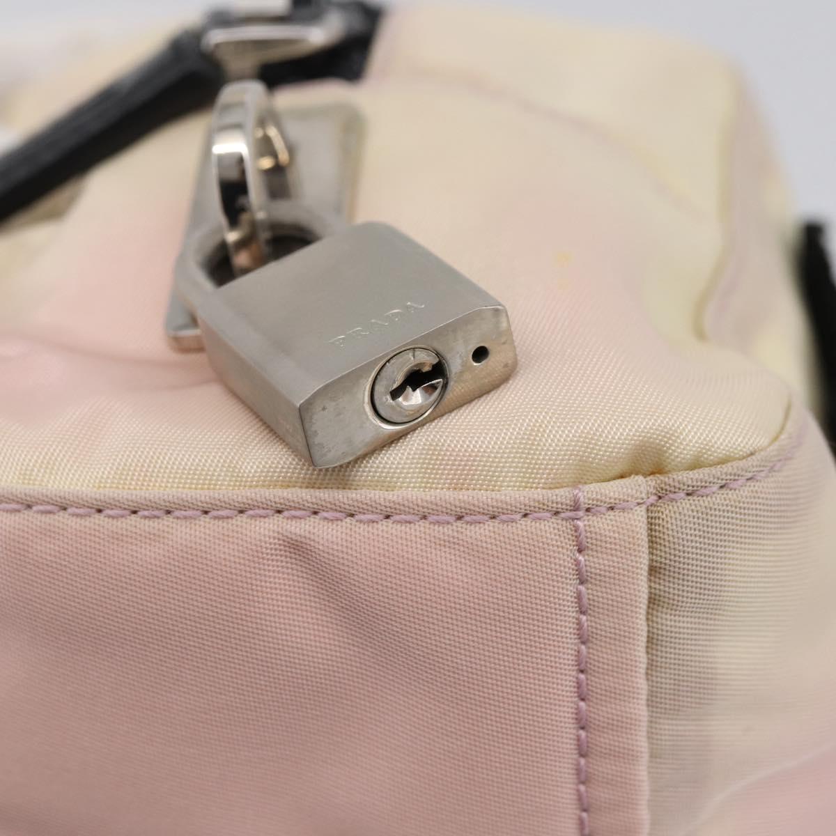 PRADA Hand Bag Nylon Pink Black Auth 201438