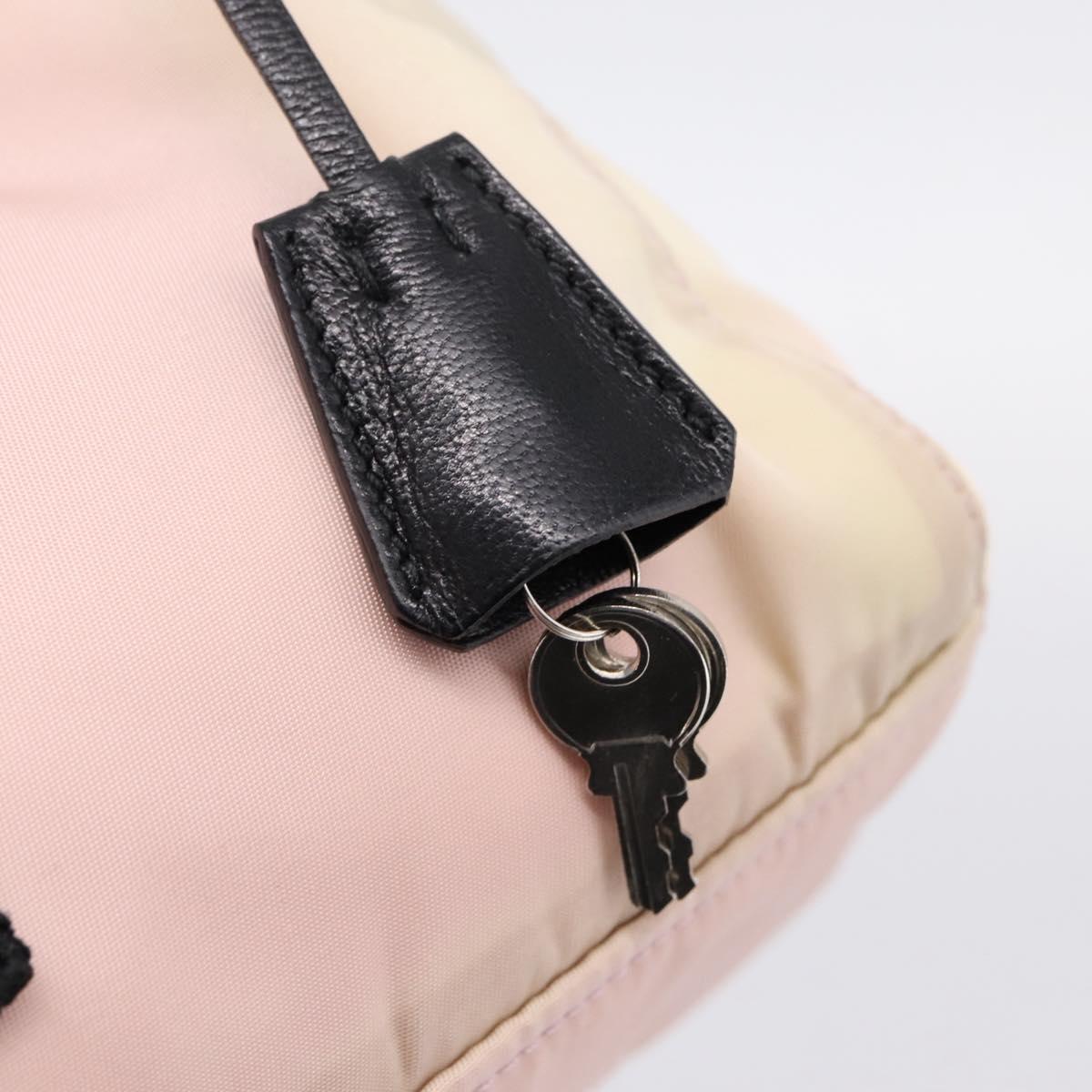 PRADA Hand Bag Nylon Pink Black Auth 201438