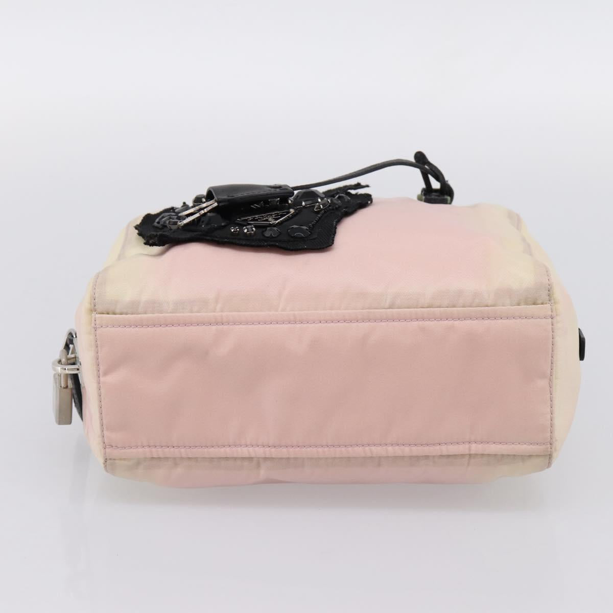 PRADA Hand Bag Nylon Pink Black Auth 201438