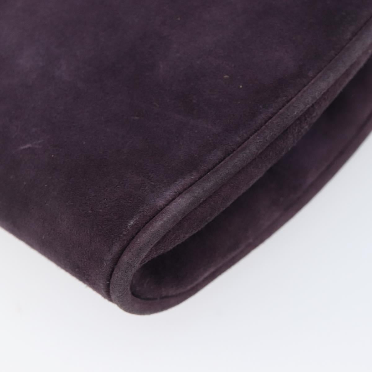 CELINE Chain Shoulder Bag Suede Purple Gold Tone Auth 201439