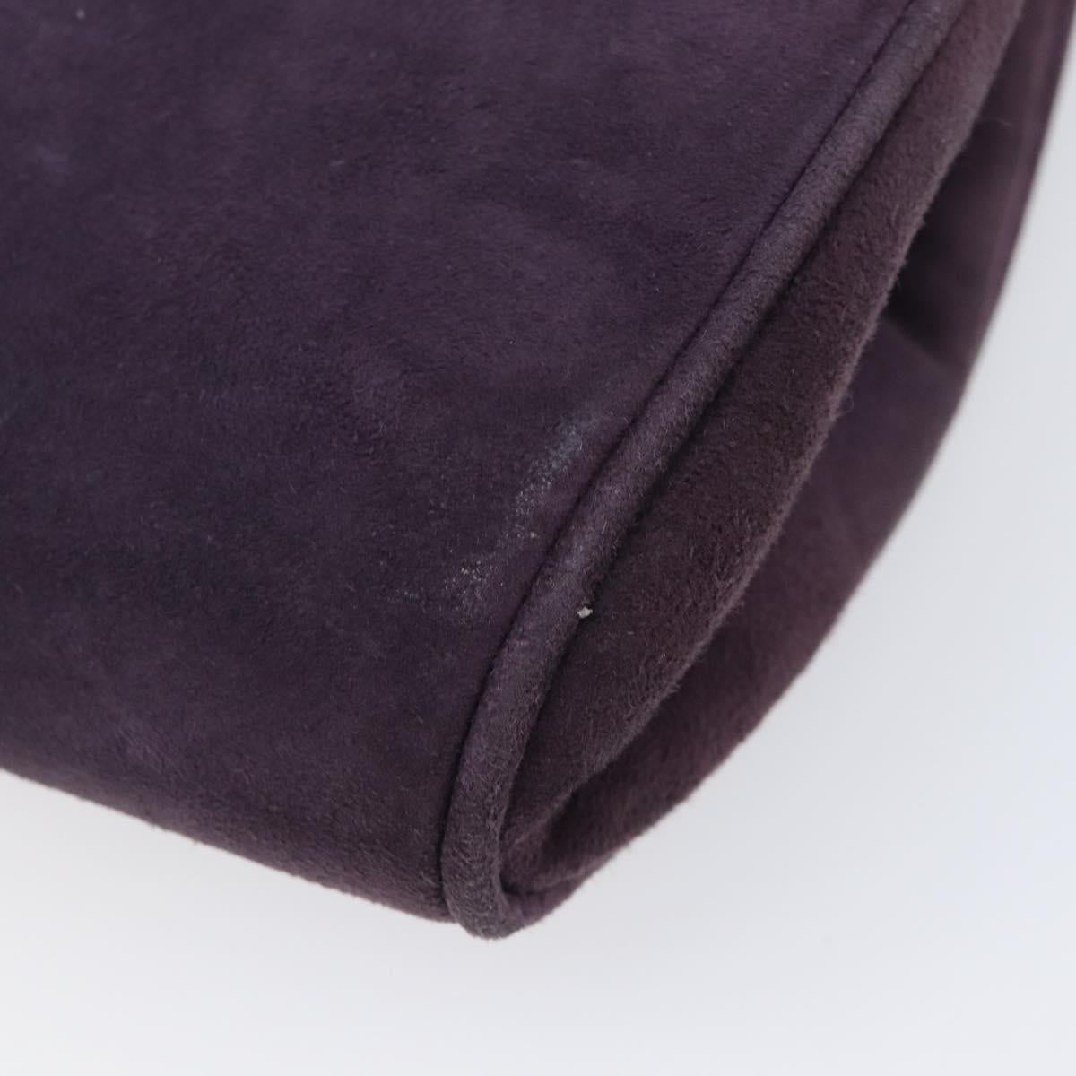 CELINE Chain Shoulder Bag Suede Purple Gold Tone Auth 201439