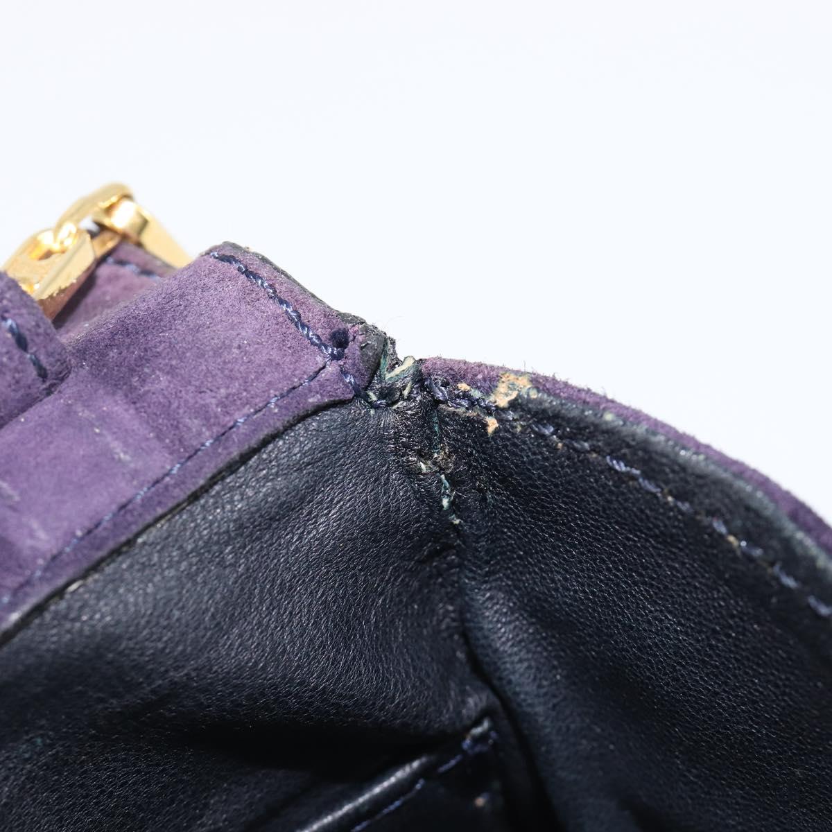 CELINE Chain Shoulder Bag Suede Purple Gold Tone Auth 201439