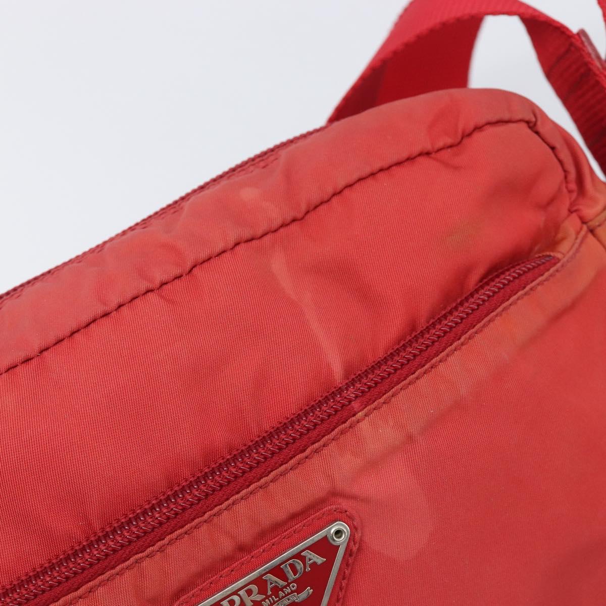 PRADA Shoulder Bag Nylon Red Silver Auth 201440