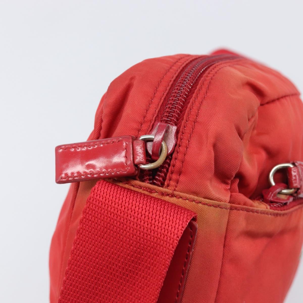 PRADA Shoulder Bag Nylon Red Silver Auth 201440