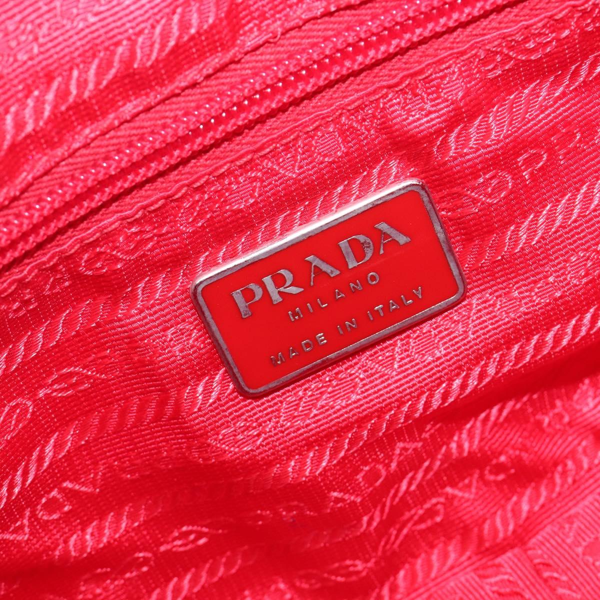PRADA Shoulder Bag Nylon Red Silver Auth 201440
