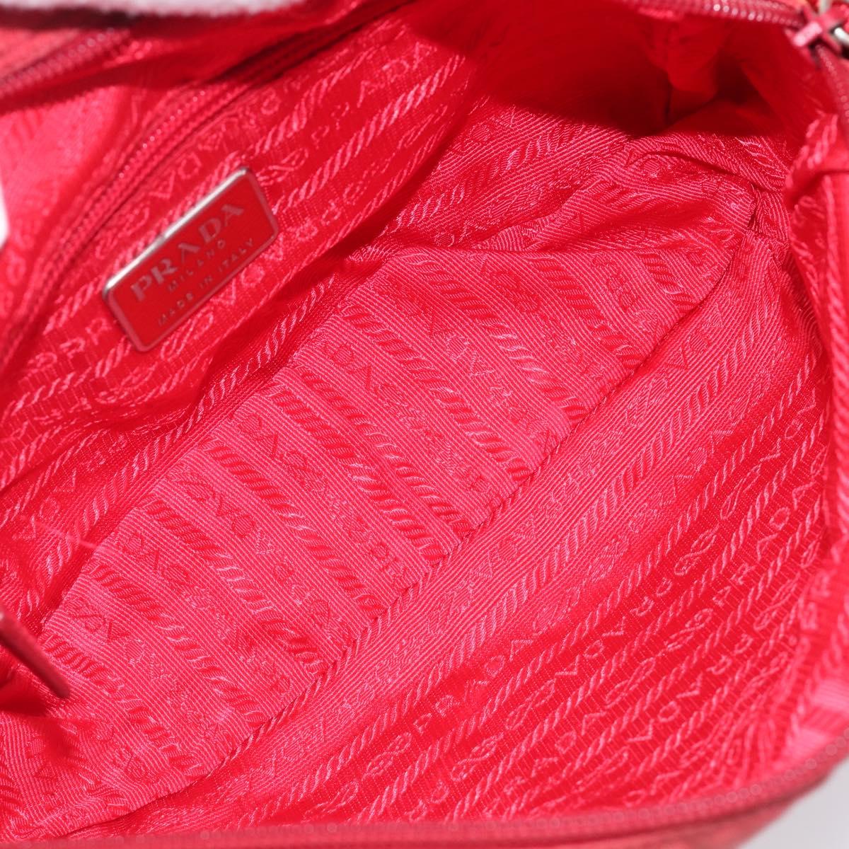 PRADA Shoulder Bag Nylon Red Silver Auth 201440