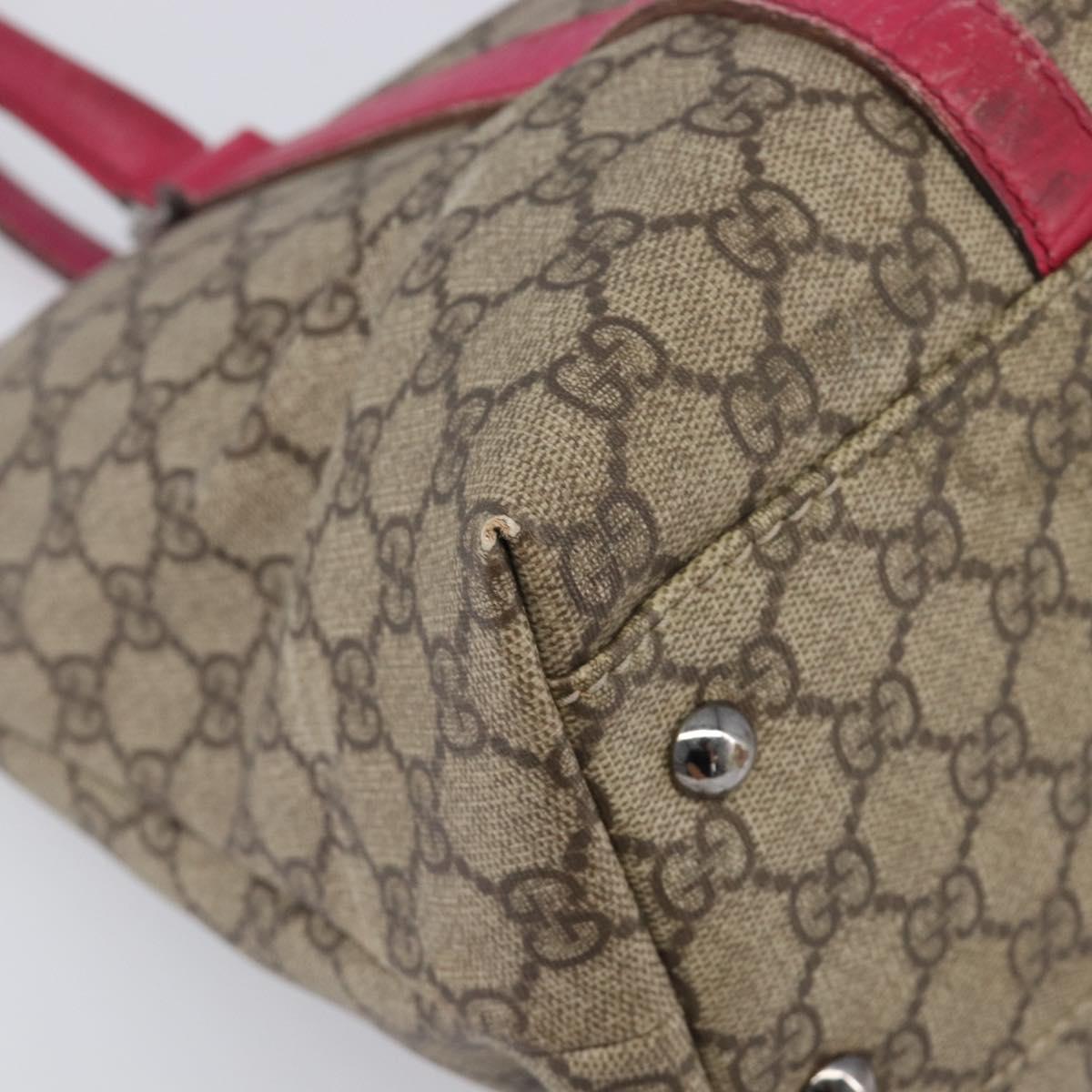 GUCCI GG Supreme Tote Bag PVC Beige Silver 114595 Auth 201444