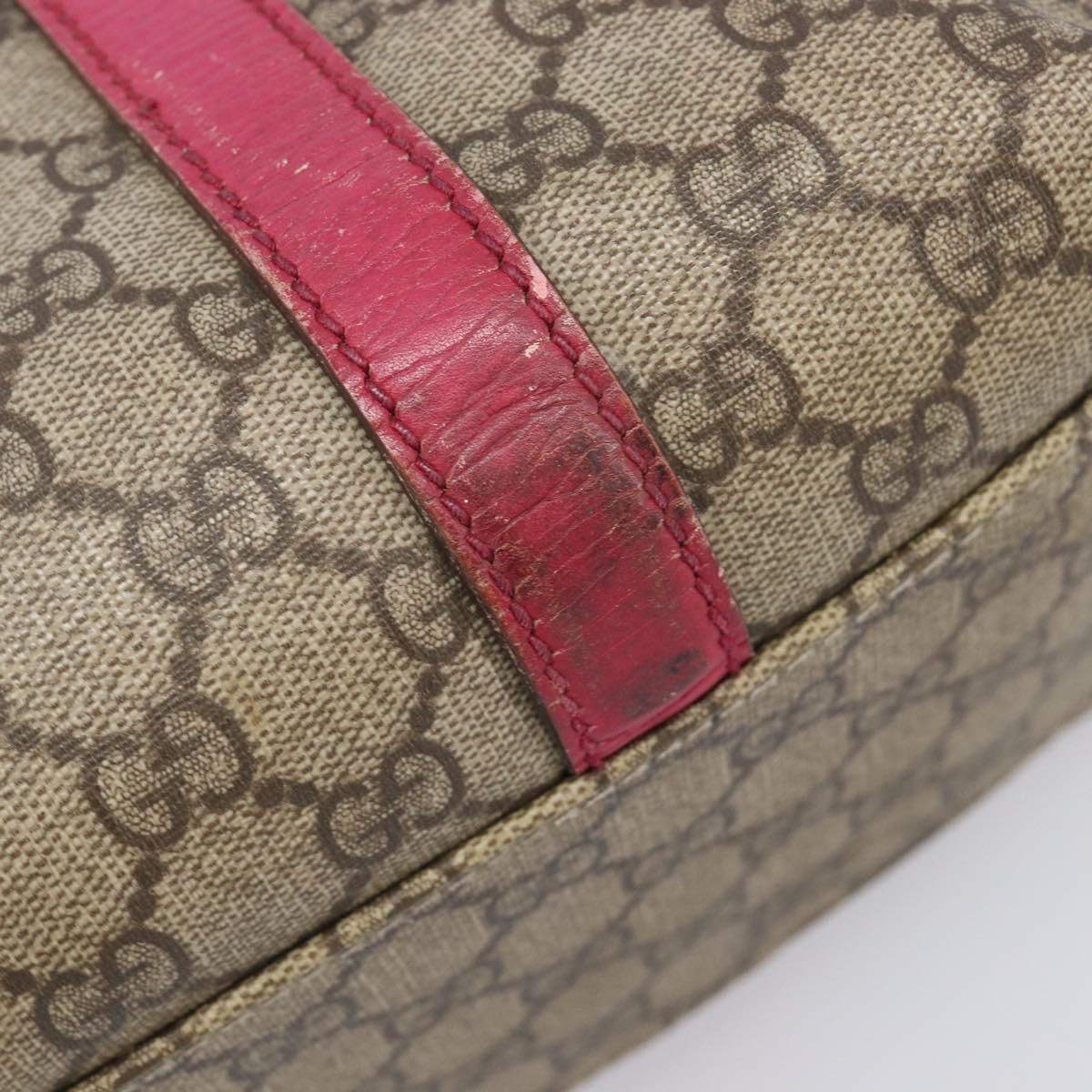 GUCCI GG Supreme Tote Bag PVC Beige Silver 114595 Auth 201444