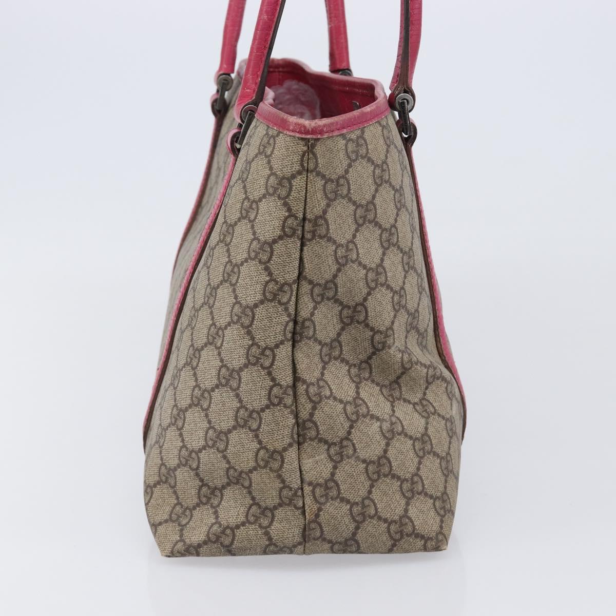 GUCCI GG Supreme Tote Bag PVC Beige Silver 114595 Auth 201444