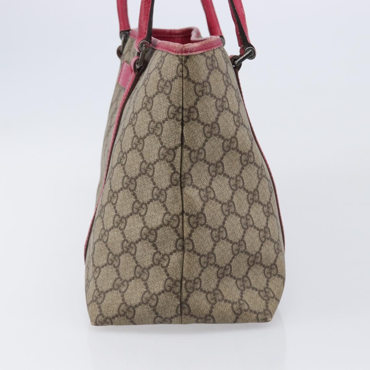 GUCCI GG Supreme Tote Bag PVC Beige Silver 114595 Auth 201444