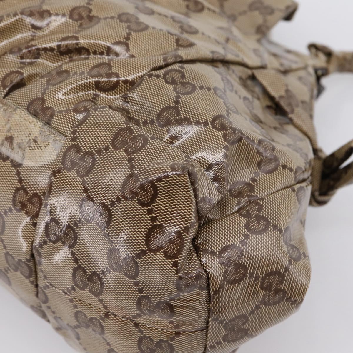 GUCCI GG Crystal Hand Bag Coated Canvas Beige Gold 197020 Auth 201445