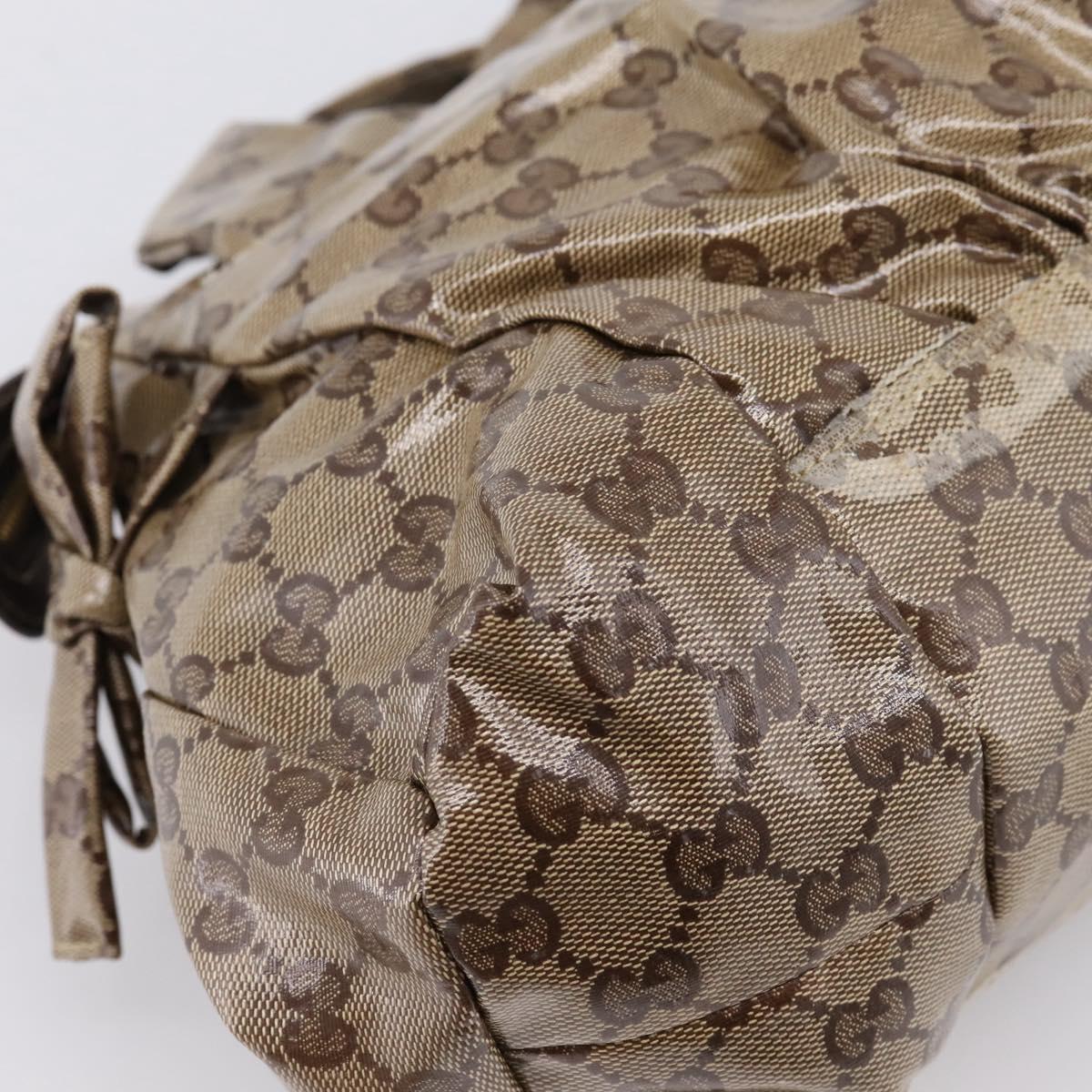 GUCCI GG Crystal Hand Bag Coated Canvas Beige Gold 197020 Auth 201445