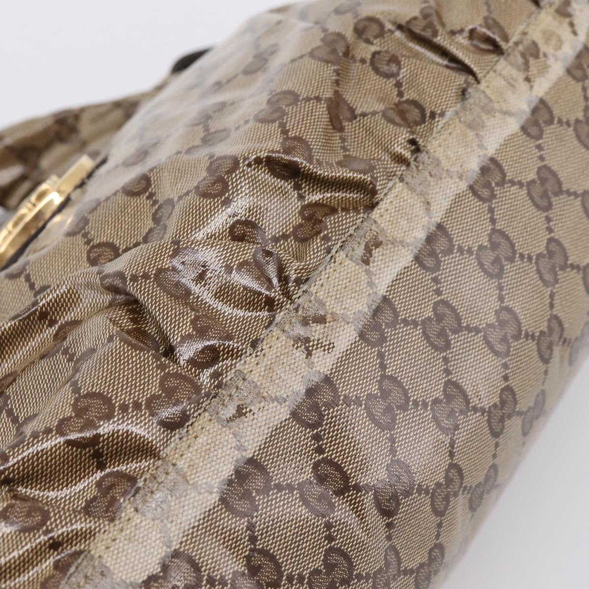GUCCI GG Crystal Hand Bag Coated Canvas Beige Gold 197020 Auth 201445