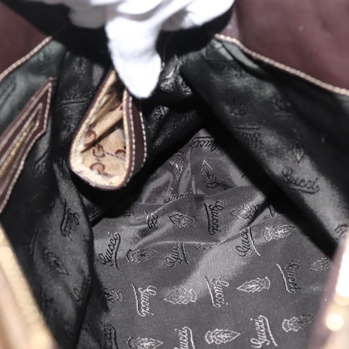 GUCCI GG Crystal Hand Bag Coated Canvas Beige Gold 197020 Auth 201445