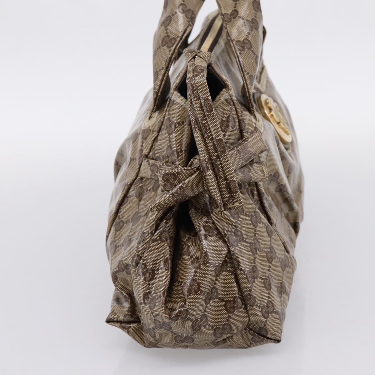 GUCCI GG Crystal Hand Bag Coated Canvas Beige Gold 197020 Auth 201445