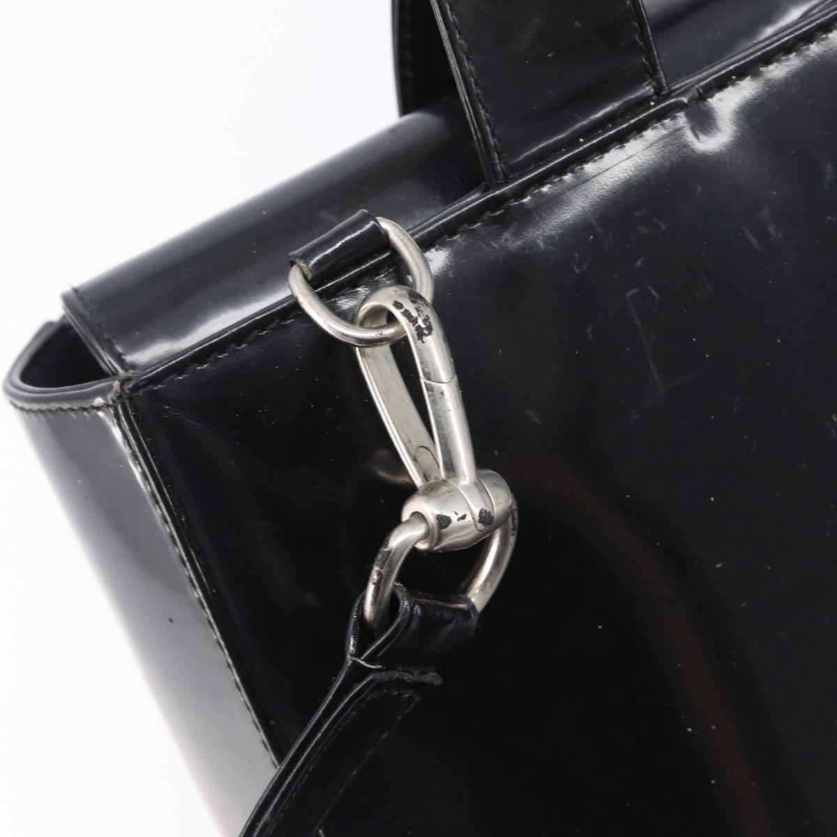 GUCCI Hand Bag Patent Leather 2way Black Silver 000 1013 0504 Auth 201452