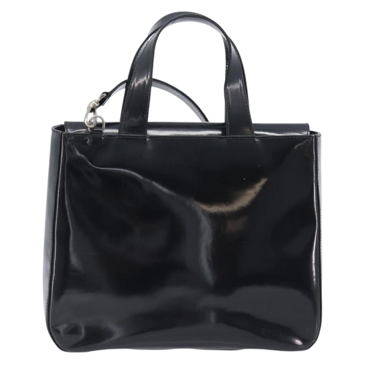GUCCI Hand Bag Patent Leather 2way Black Silver 000 1013 0504 Auth 201452
