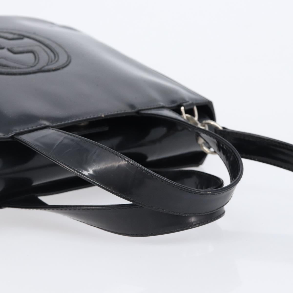 GUCCI Hand Bag Patent Leather 2way Black Silver 000 1013 0504 Auth 201452