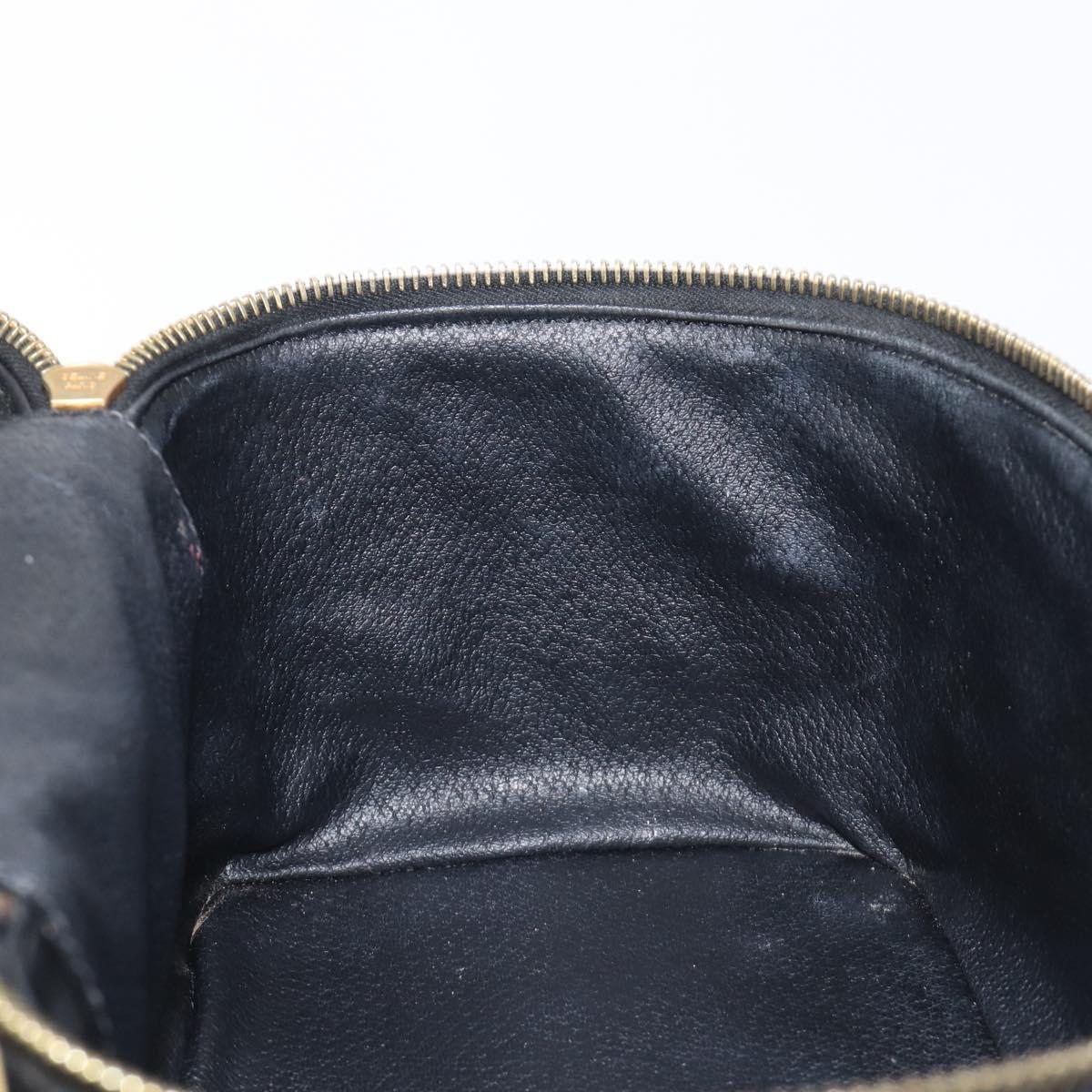 CELINE Macadam Canvas Vanity Hand Bag PVC Leather Black Gold Auth 201453A