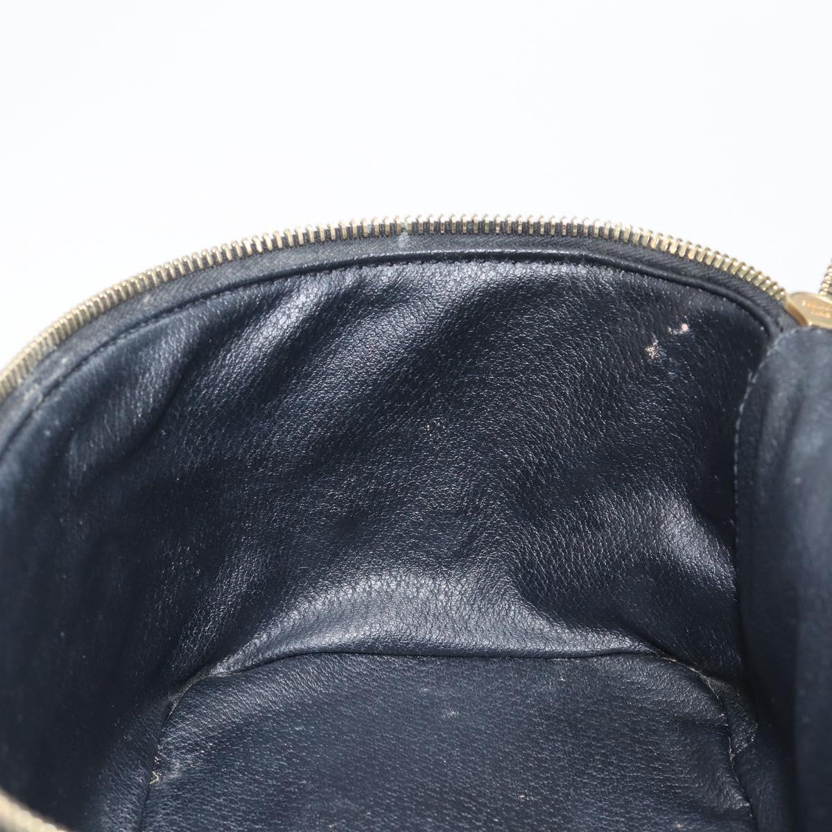 CELINE Macadam Canvas Vanity Hand Bag PVC Leather Black Gold Auth 201453A
