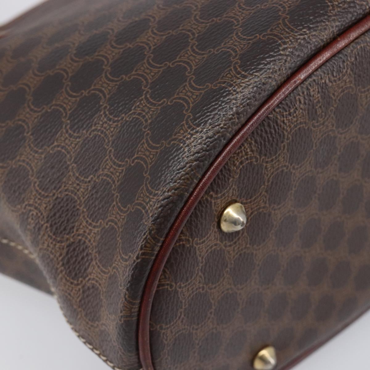 CELINE Macadam Canvas Tote Bag PVC Leather Brown Gold Auth 201454