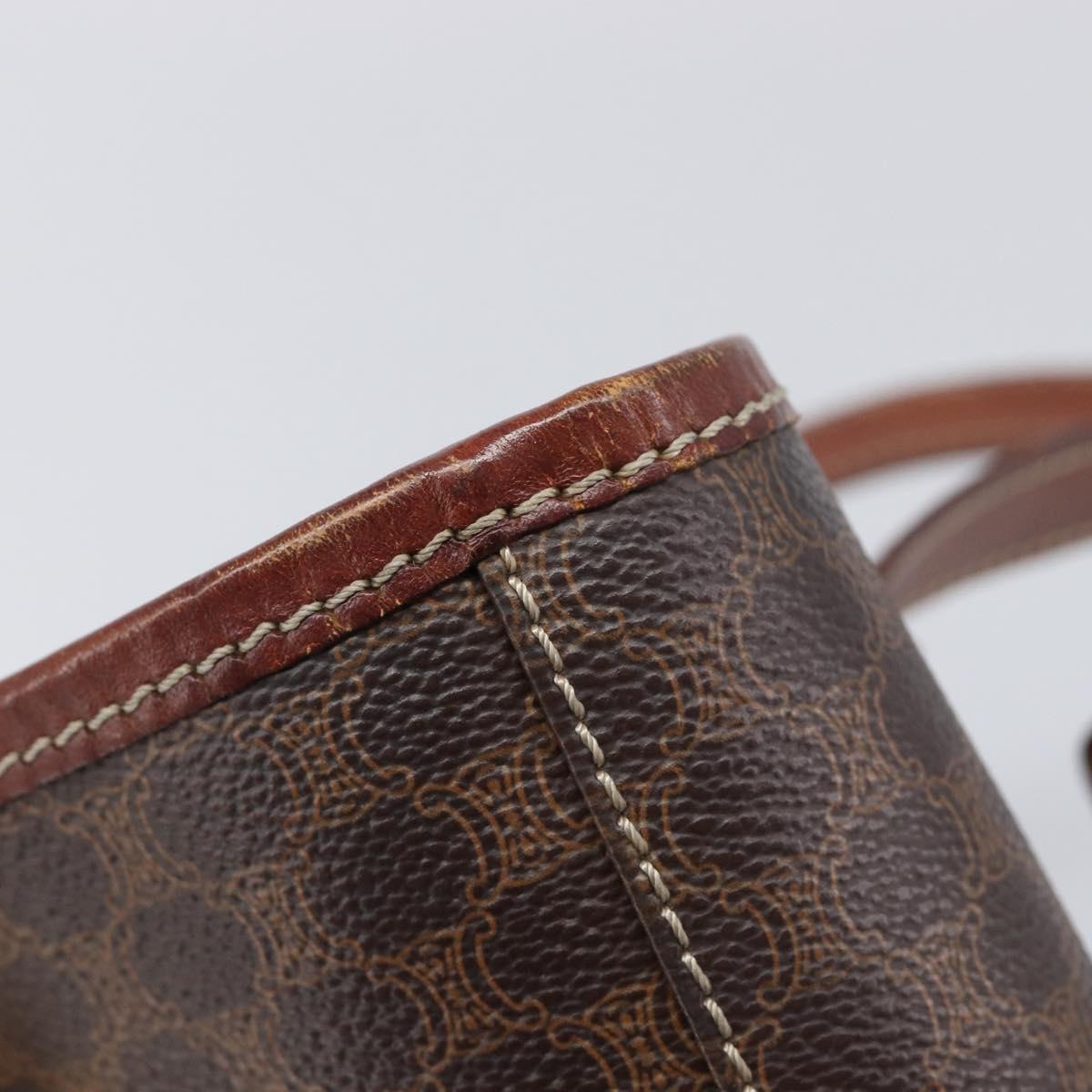 CELINE Macadam Canvas Tote Bag PVC Leather Brown Gold Auth 201454
